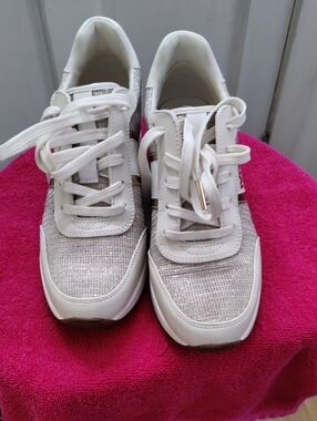 Michael Kors White and Gold Accent Women's Sneakers